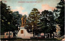 Scenic Wilkinson Park Pawtucket Rhode Island Historic Statue DB WOB Postcard picture