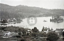 Lake Whatcom Bellingham WA Washington Houses & Island RPPC Photo Postcard COPY picture