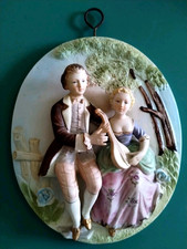 Vintage Victorian Romantic Couple Ceramic Hanging Wall Plaque 3D by Satis-5 picture