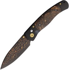 Santa Fe Stoneworks El Rey Black Titanium Folding Copper Damascus Knife CBMI02 picture