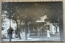 Wayland NY Farmhouse G W Bombard Photo Postcard VTG 1910s House Porch Couple picture