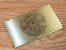 Vintage 1992-2041 50 Years Calendar Collectible Brass Tone Business Card Holder picture