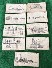 Victorian puzzle card lot 9 framed conundrums RARE 19th century palor game  picture