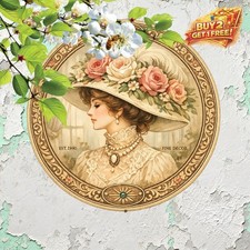 Victorian Charming 8x8 Round Iron Sign Metal Tin Decor picture