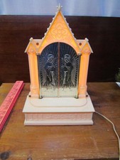 Vintage Raylite Lighted Musical Cathedral Church Plays Silent Night Doors Open picture