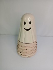 Longaberger BOO Ghost Halloween Basket + Pottery Ceramic Top picture
