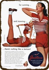 1951 JANTZEN SEXY SUN CLOTHES Vintage Look REPLICA METAL SIGN - PORTLAND OREGON picture