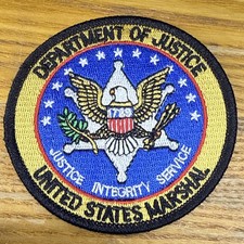 DOJ Marshal POLICE Department Justice DEPT PD SHOULDER Iron-On PATCH SHERIFF LEO picture