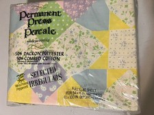 Vintage Martex Pastel Patchwork Full Flat Sheet Percale Factory Irregular NOS picture