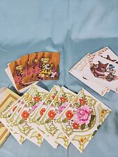 Lot Vtg 60s 70s Greeting Note Cards 25 Unused Blank Cute Kitsch Animals Flowers picture