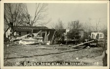 RPPC Cotton Valley Louisiana storm tornado damage 1947 Mr Riddle's home photo picture