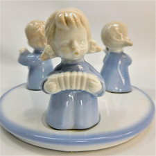 Vtg Colonial Candle Candle Holder Little Musicians Blue & White Japan Christmas picture