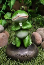 Inspirational Cute Praying Frog On Rock Statue By DWK | Novelty Collectible picture