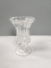 Vintage Pressed Glass Bud Vase Crystal With Pinwheel Pattern picture