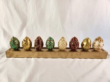 Christmas Candle Eggs Embellished on Golden Tray 19'' Holiday Fast Ship picture