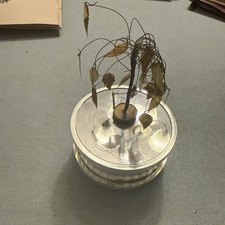 Vtg Enesco music box gold tree mirrored base FOR PARTS Greensleeves Taiwan picture