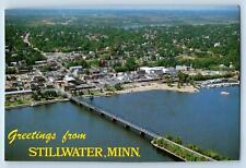 Stillwater Minnesota Postcard Greetings Bird's Eye View St. Croix c1960s Vintage picture
