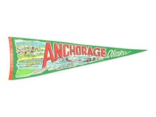 Vintage Anchorage Alaska Pennant Felt Portage Glacier International Airport 25