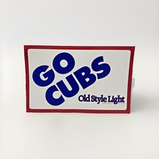 Vintage Chicago Cubs Old Style Light Beer Sign Double Sided Bar Man Cave 22x14 picture