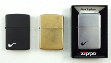 Lot Of 3 Vintage Zippo Pipe Lighters Black Silver & Brass One is New in Box picture