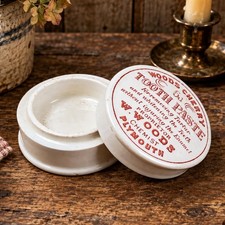 Neat Antique Victorian Woods Cherry Tooth Paste Pot Lidded Advertising Jar picture