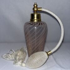 Vtg Silvestri Vintage Iridescent Swirl Glass Perfume Bottle Atomizer Pink Gold picture