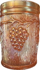 Antique Carnival Glass Dugan Marigold Jelly Jar Grapes & Leaves Faux Bois 1910 picture
