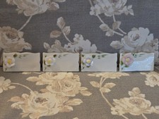 Vintage Shafford Floral 3D Porcelain Place Card Holders Set of 4 With Stickers picture