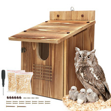 Owl Houses for Outdoors, Large Barn Owl Nesting Box, Durable Carbonized Wood for picture