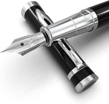 Wordsworth  Black Fountain Pen Set[Black Chrome]-Medium Nib-Journaling and Call picture