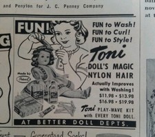 1951 Toni doll magic nylon hair fun to wash curl style vintage toy ad picture