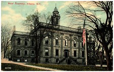 Albany, NY 1910 Boys Academy Front Exterior Cupola Flag 61738 Greek Revival -A99 picture
