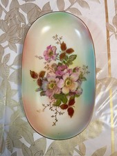 VINTAGE SCHUMANN ARZBERG GERMANY PORCELAIN WILD ROSE BLUSH IRREGULAR SHAPE PLATE picture