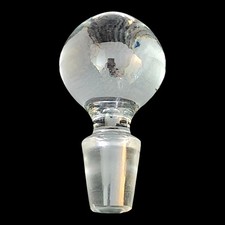 Vintage Antique Large Heavy Clear Round Glass Bottle Stopper 3.5