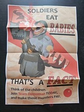 1943 WW2 USA AMERICA JAPAN SOLDIER EAT BOMB BABY ART ARMY PROPAGANDA POSTER C23 picture