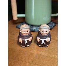 Vintage Goebel Monk Friar Salt Pepper Shakers Germany Brown Robe picture