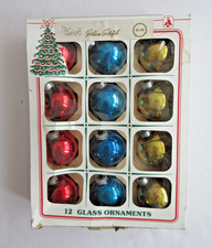 12 Essex Franke Red Blue Gold Glass Christmas Ball Ornaments 1.75