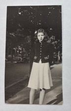 Vintage Photo Pretty Young Woman Lady Fashion Street Scene B&W Snapshot picture