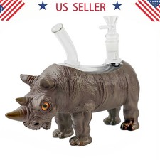 Rhino Hookah  8inch Glass Bongs and Water Pipes Smoking Bubbler Bong 14mm bowl picture