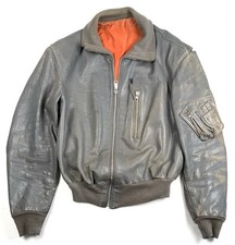 Original 1980s West German Luftwaffe Air Force Gray Leather Pilots Flight Jacket picture