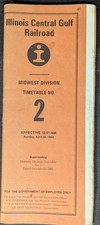 **VINTAGE 1983 ILLINOIS CENTRAL GULF RAILROAD EMPLOYEE TIMETABLE NO. 2*** picture