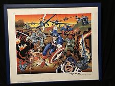 🔥Framed 50th ANNIV. Captain America Print Signed JACK KIRBY-STAN LEE-JOE SIMON picture