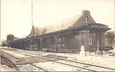 RPPC Harvard Illinois Street Scene Railroad Depot early 1900s picture