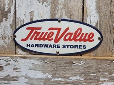 VINTAGE TRUE VALUE PORCELAIN SIGN OLD HARDARE STORE TOOL HOME GARDEN SUPPLY 12