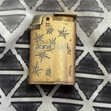 Vintage Ronson Varaflame Starfire Etched Star Burst Gold Lighter Untested picture
