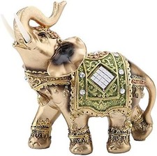 Elegant Green Elephant Statue Elephant Sculpture Trunk Raised Elephant Collec... picture