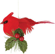 Set of 12 Rosy Red Cardinal Christmas Tree Ornaments, Hanging Cardinal Ornaments picture