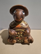 Vintage California Originals Turtle Cookie Jar Happy Hippy Mid Century Pottery picture