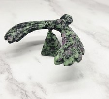 Ruby Zoisite Flying Bird Spinner Hand Carved Gemstone Sculpture 4.33” Wings picture