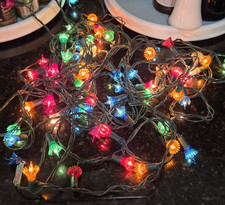 LOT Vintage String TWINKLING Christmas Lights Spikey Colored Flowers picture